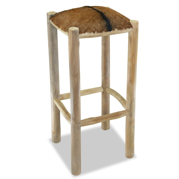 Barhocker Echtleder Und Teak Massivholz