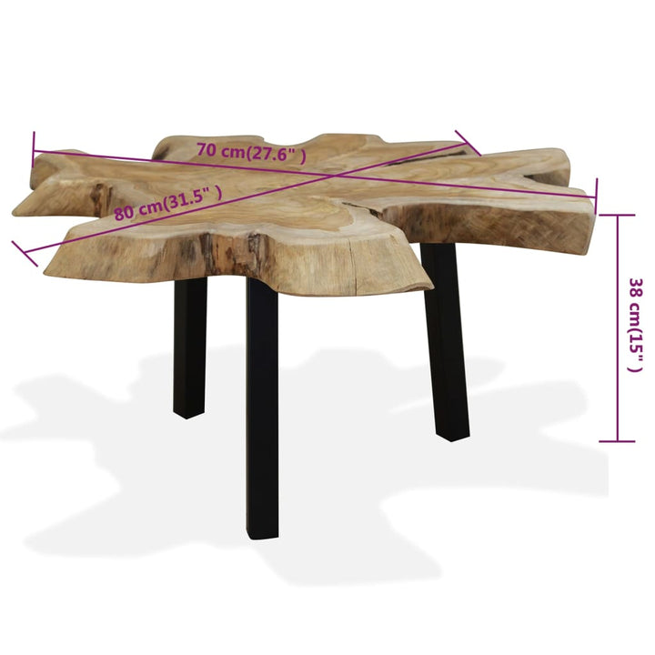 Couchtisch Massivholz Teak 80X70X38 Cm