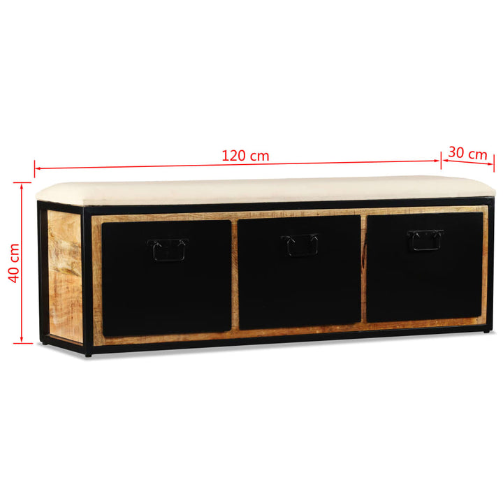 Aufbewahrungsbank 3 Schubladen Mangoholz Massiv 120X30X40 Cm