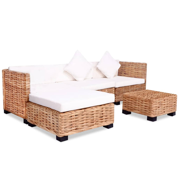 Sofagarnitur 27-Tlg. Natürliches Rattan