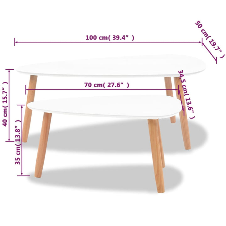 2-Tlg. Couchtisch-Set Massivholz Kiefer