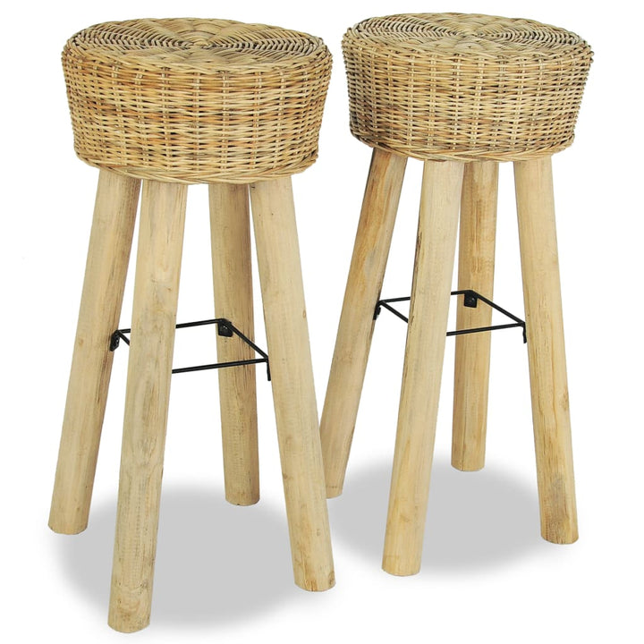 Barhocker 2 Stk. Natur Rattan