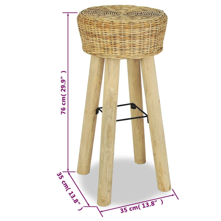 Barhocker 2 Stk. Natur Rattan