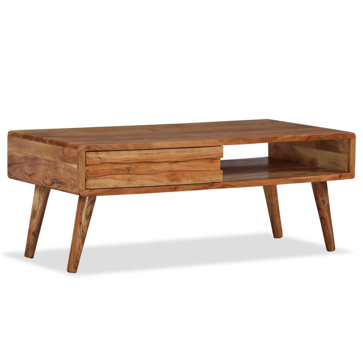 Couchtisch Mit Schublade Massivholz Geschnitzt 100X50X40 Cm