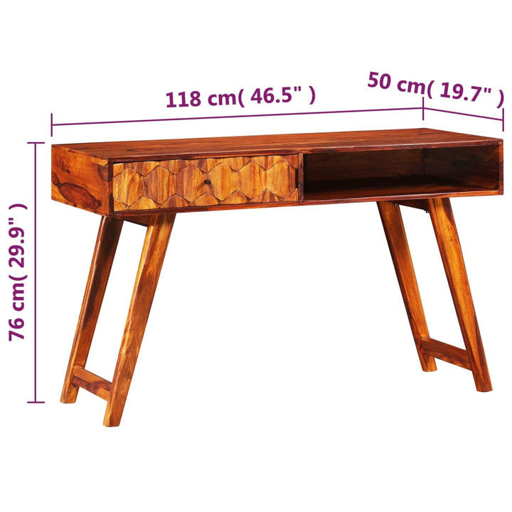 Schreibtisch Massivholz 118 X 50 X 76 Cm Schwarz