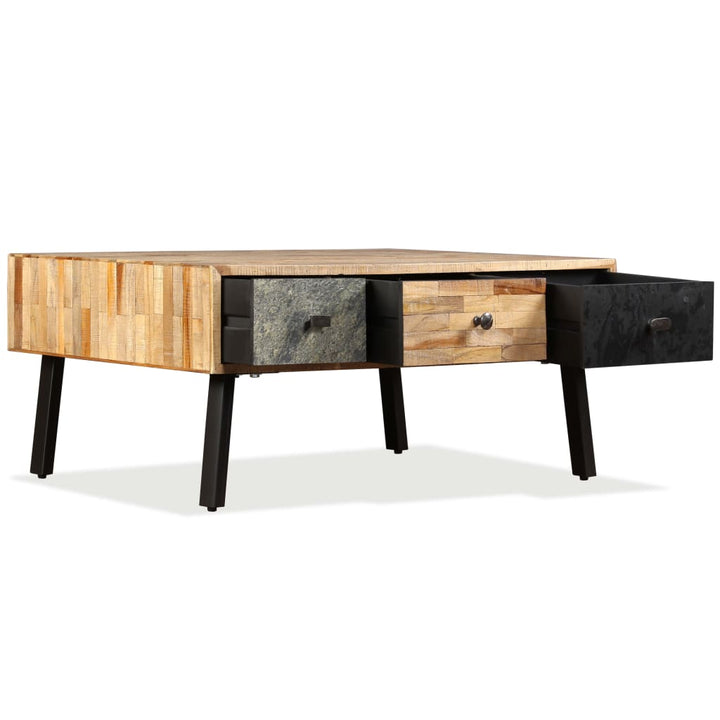 Couchtisch Recyceltes Massivholz Teak 90X65X40 Cm