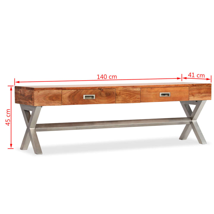 Tv-Schrank Mit Schubladen Massivholz Akazie 140 Cm