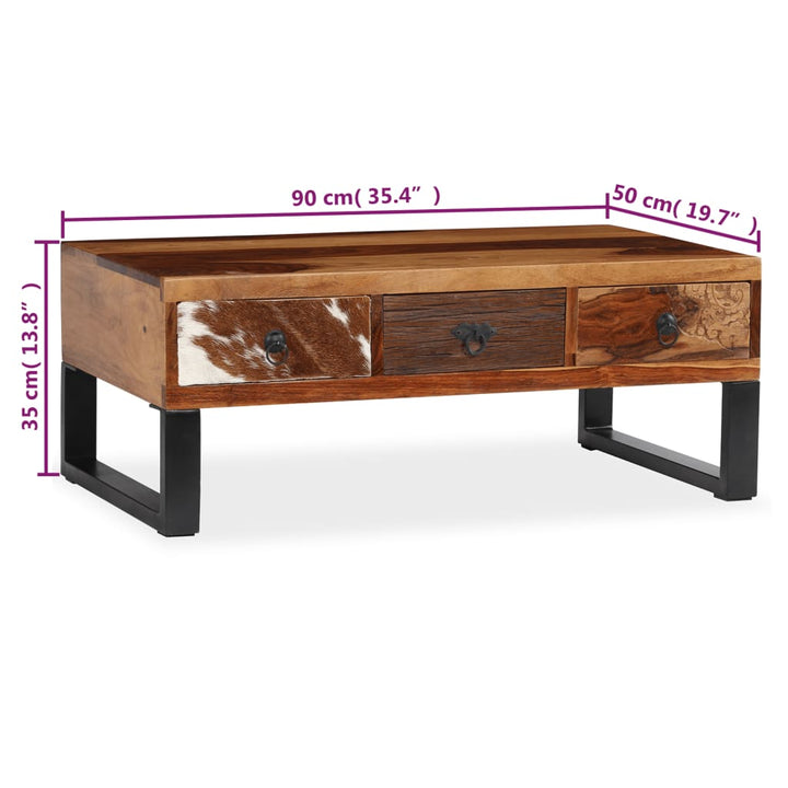 Couchtisch Massivholz Palisander 90X50X35 Cm