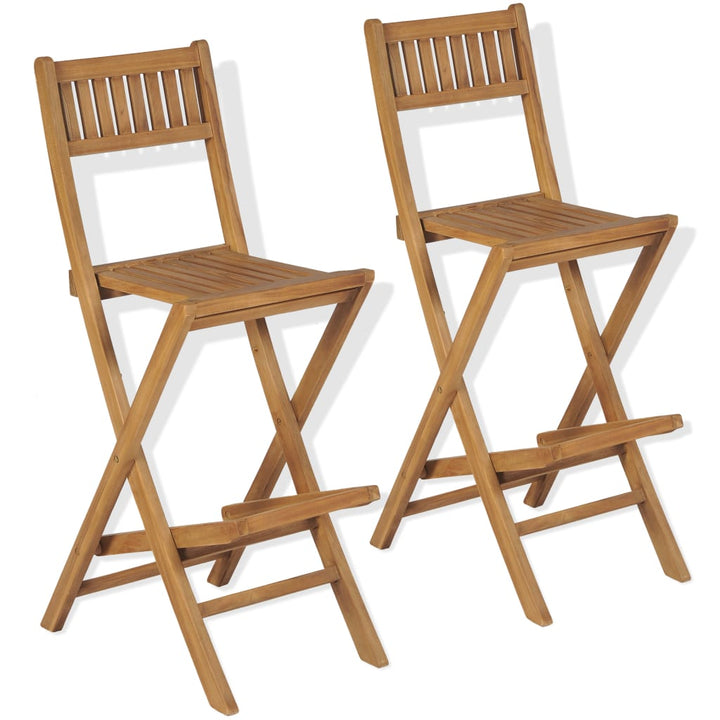 Klappbare Garten-Barhocker 2 Stk. Massivholz Teak Creme