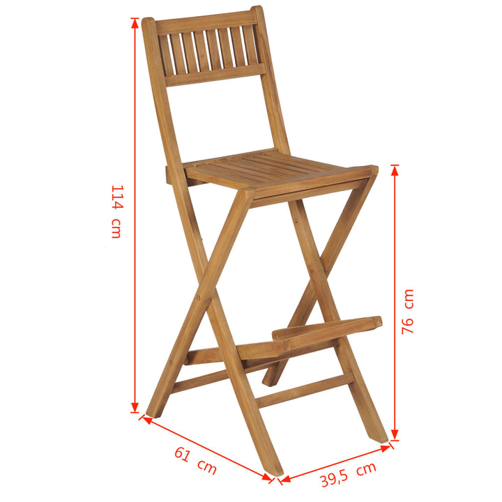 Klappbare Garten-Barhocker 2 Stk. Massivholz Teak Creme