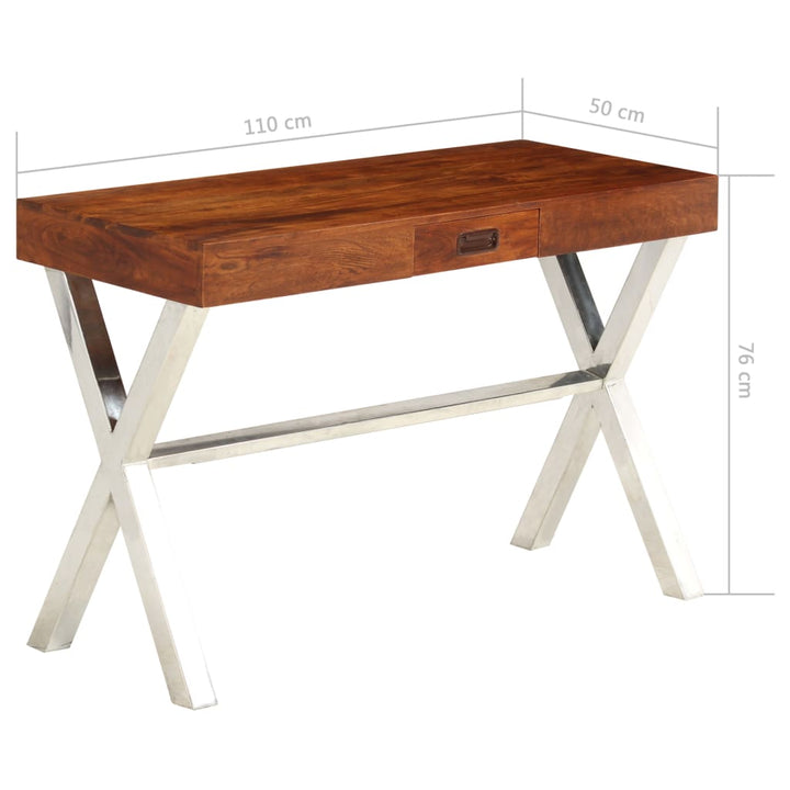 Schreibtisch Massivholz Mit Honigfarbenem Finish 110X50X76 Cm