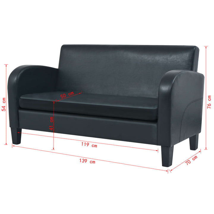 Sofa Kunstleder Schwarz