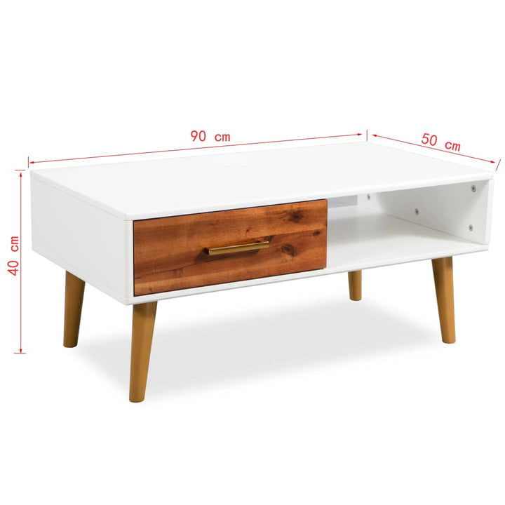 Couchtisch Massivholz Akazie 90X50X40 Cm