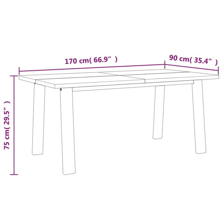 Esstisch Massivholz Akazie 170X90 Cm Hochglanz-Grau