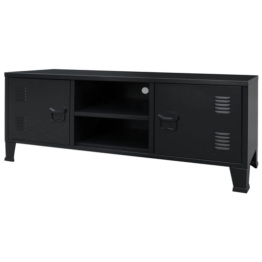 Tv-Schrank Metall Industrie-Stil 120X35X48 Cm Schwarz Grün