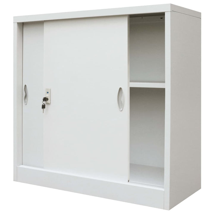 Büroschrank Mit Schiebetüren Metall 90X40X90 Cm Grau Grün