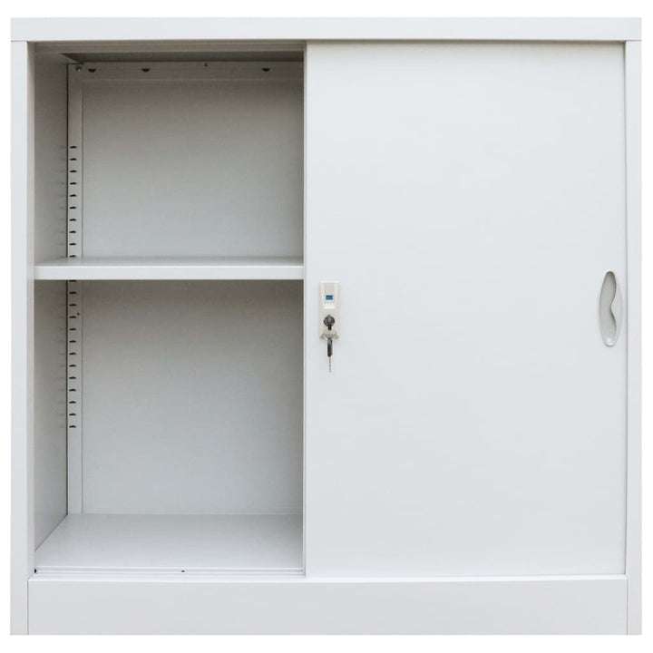 Büroschrank Mit Schiebetüren Metall 90X40X90 Cm Grau Grün