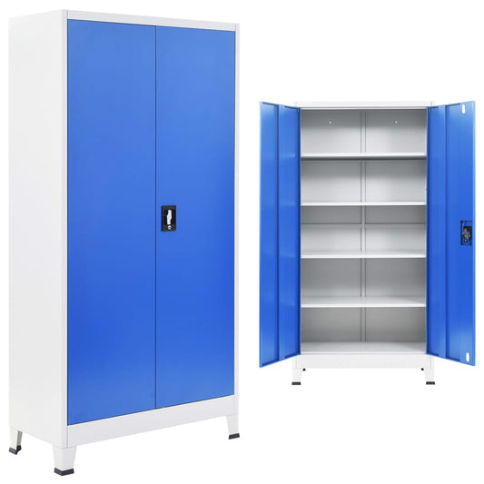 Büroschrank Metall Grau Und Blau