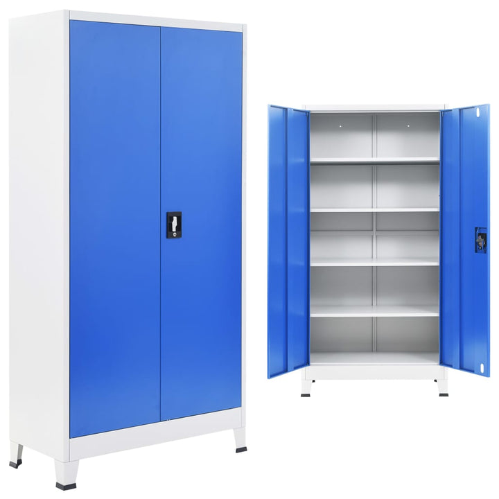 Büroschrank Metall Grau Und Blau