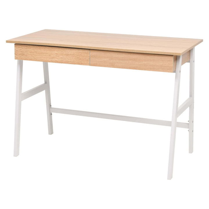 Schreibtisch 110X55X75 Cm Eichenbraun Und Weiß