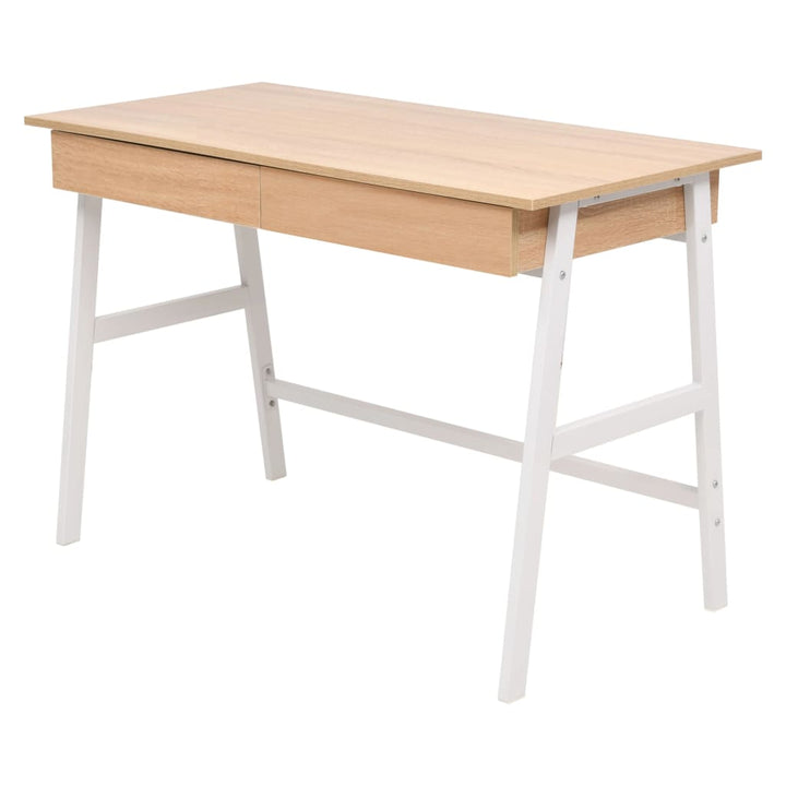 Schreibtisch 110X55X75 Cm Eichenbraun Und Weiß