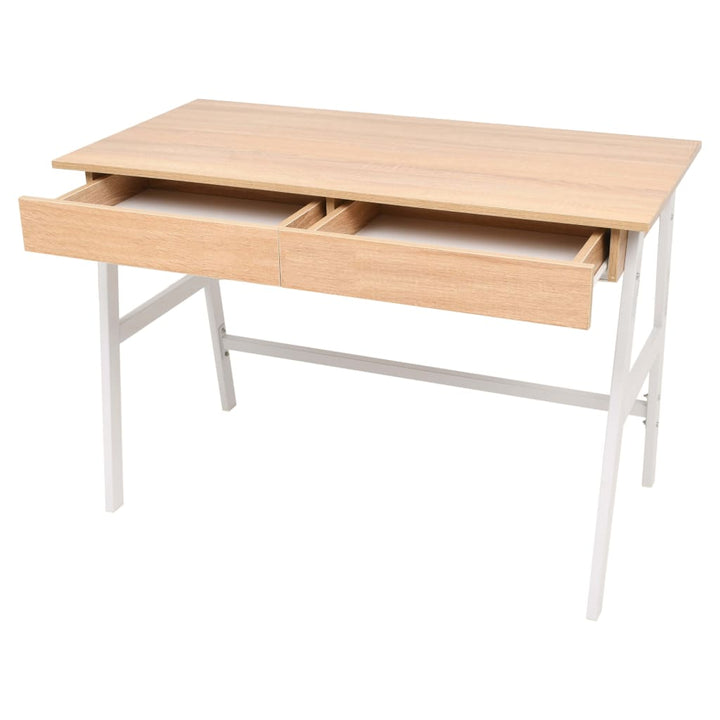 Schreibtisch 110X55X75 Cm Eichenbraun Und Weiß