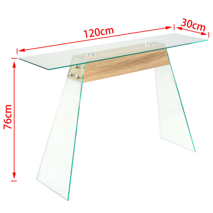 Konsolentisch Mdf Und Glas 120 X 30 X 76 Cm Eichenoptik