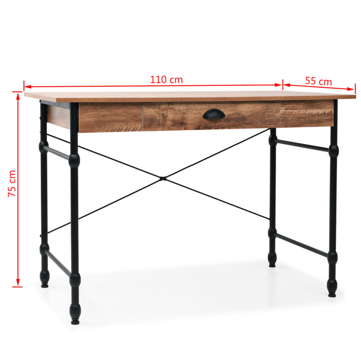 Schreibtisch Mit Schublade 110 X 55 X 75 Cm Eichenfarbe