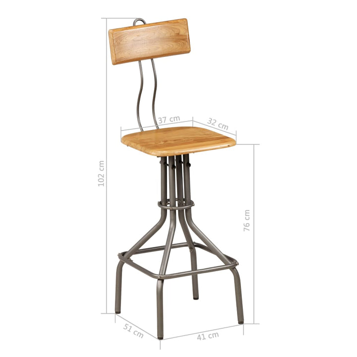 Barhocker 2 Stk. Altholz Teak