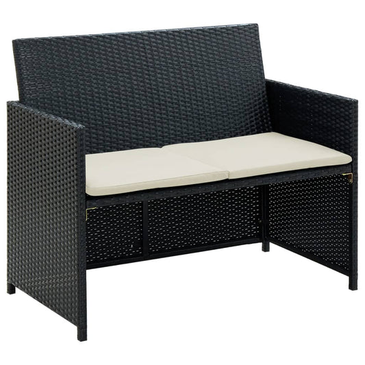 2-Sitzer-Gartensofa Mit Polstern Poly Rattan