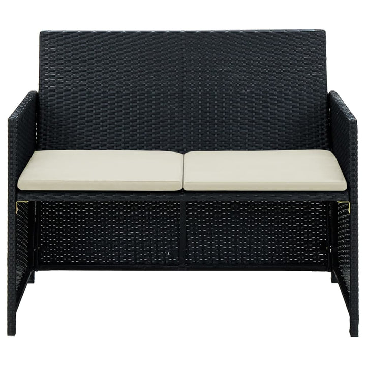 2-Sitzer-Gartensofa Mit Polstern Poly Rattan