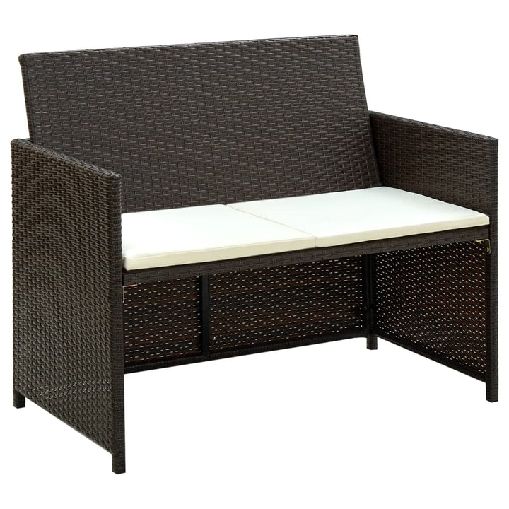 2-Sitzer-Gartensofa Mit Polstern Poly Rattan