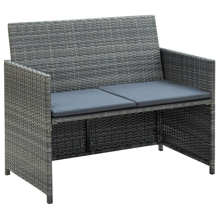 2-Sitzer-Gartensofa Mit Polstern Poly Rattan