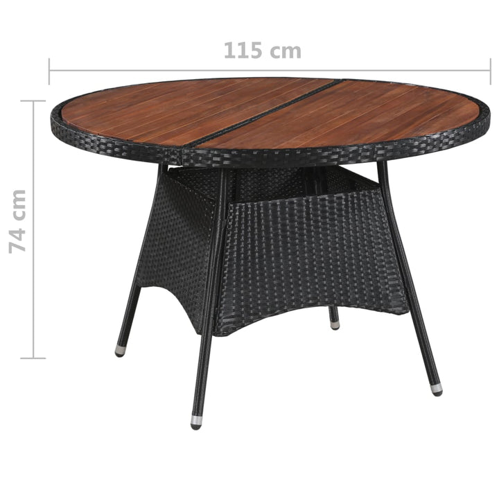 Gartentisch 115X74 Cm Poly Rattan Und Massivholz Akazie