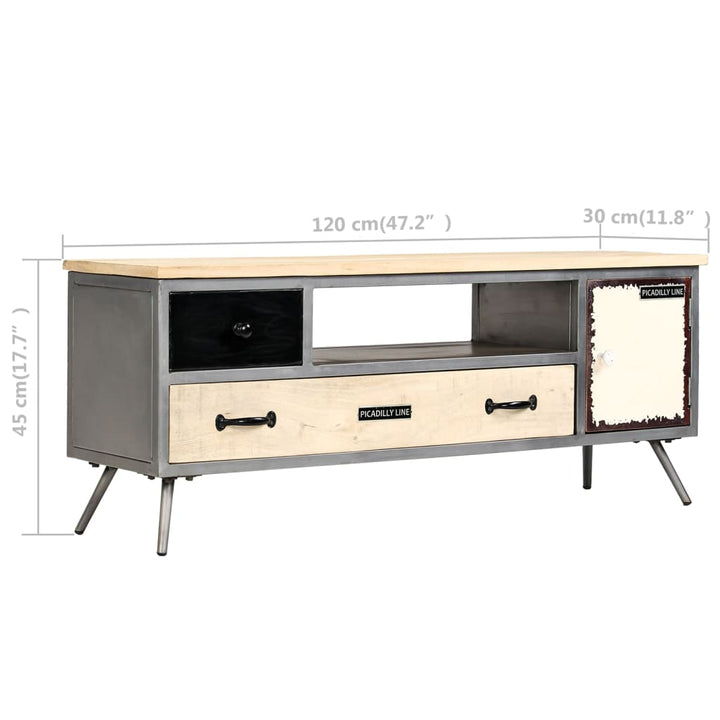 Tv-Schrank Massivholz Mango Und Stahl 120X30X45 Cm