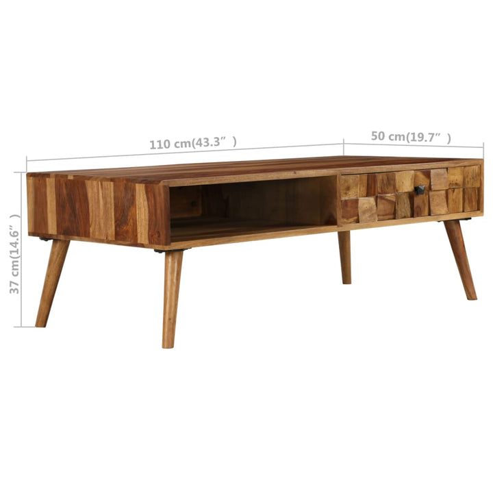 Couchtisch Massivholz Palisander Honigbraun 110X50X37 Cm