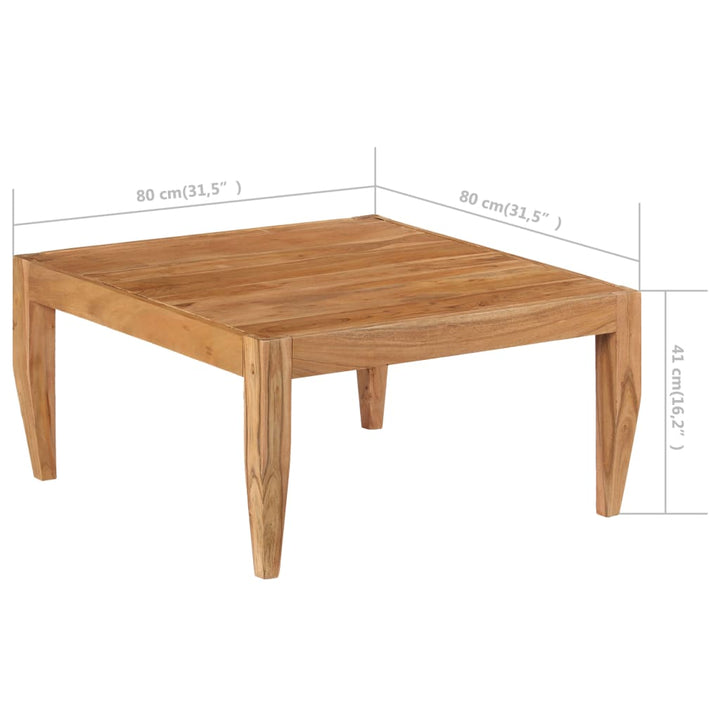 Couchtisch Massivholz Akazie 80X80X41 Cm Braun