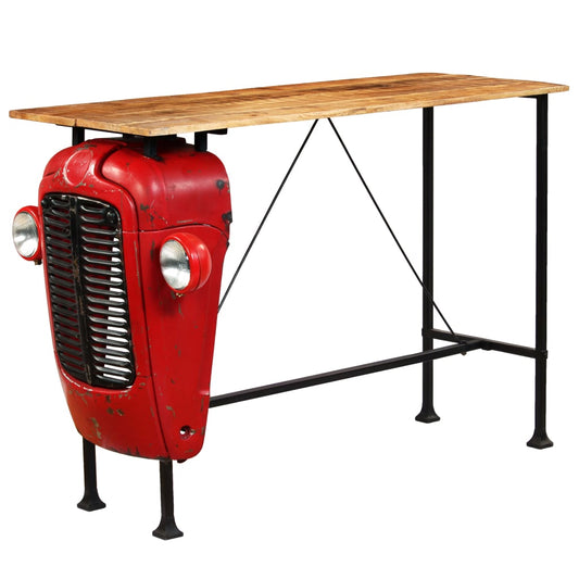 Bartisch Traktor Massivholz Mango Rot