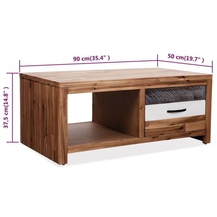 Couchtisch Massivholz Akazie 90X50X37,5 Cm