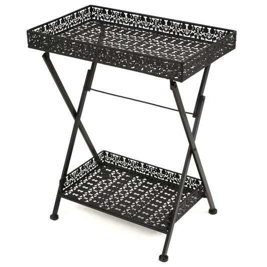 Beistelltisch Klappbar Vintage Metall 58 X 35 X 72 Cm Schwarz