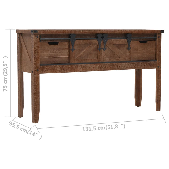 Konsolentisch Tannenholz Massiv 131X35,5X75 Cm Braun