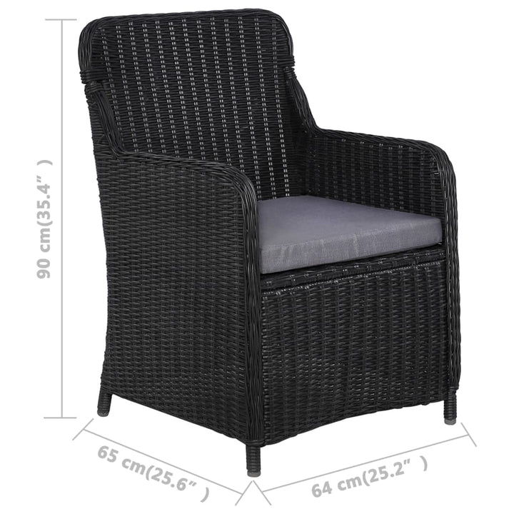 Gartenstühle Mit Polster 2 Stk. Poly Rattan Schwarz