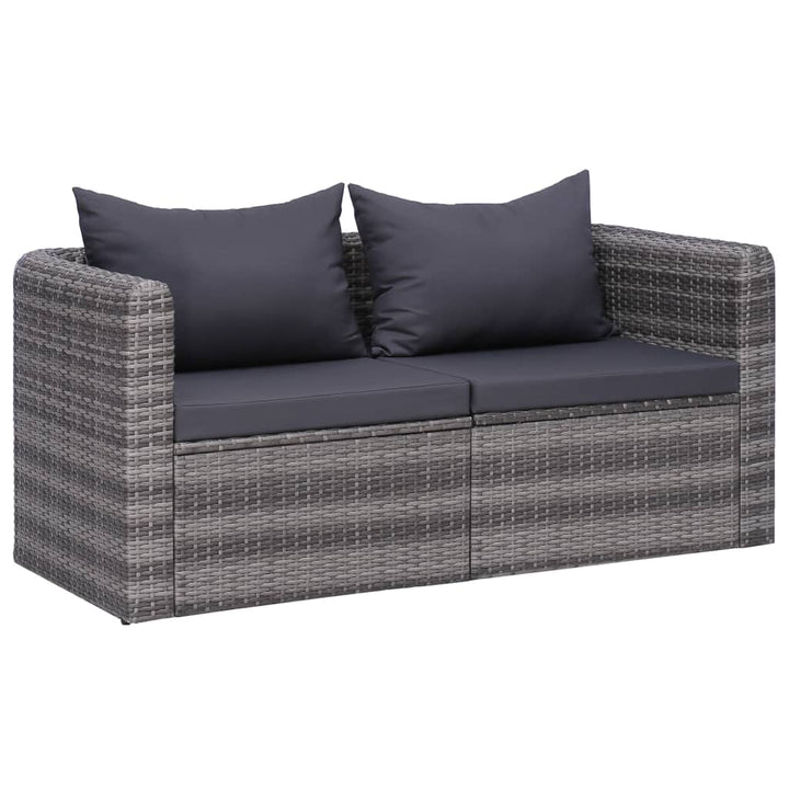 Garten-Ecksofas 2 Stk. Grau Poly Rattan