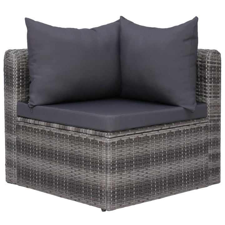 Garten-Ecksofas 2 Stk. Grau Poly Rattan