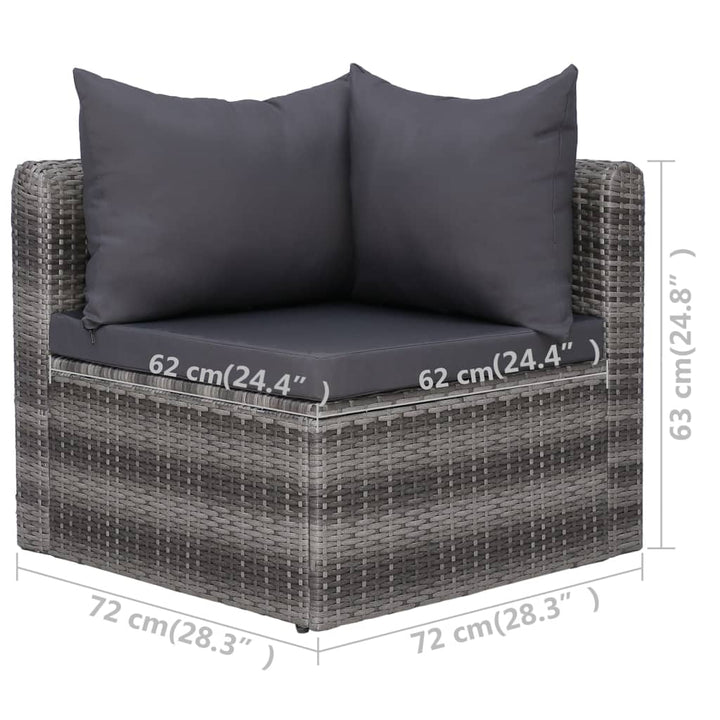 Garten-Ecksofas 2 Stk. Grau Poly Rattan