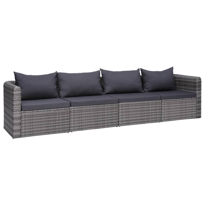 Garten-Ecksofas 2 Stk. Grau Poly Rattan