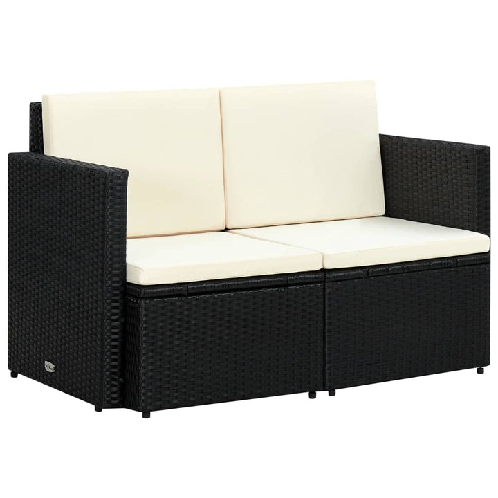 2-Sitzer-Gartensofa Mit Auflagen Poly Rattan