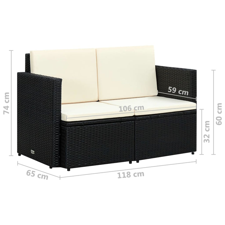 2-Sitzer-Gartensofa Mit Auflagen Poly Rattan