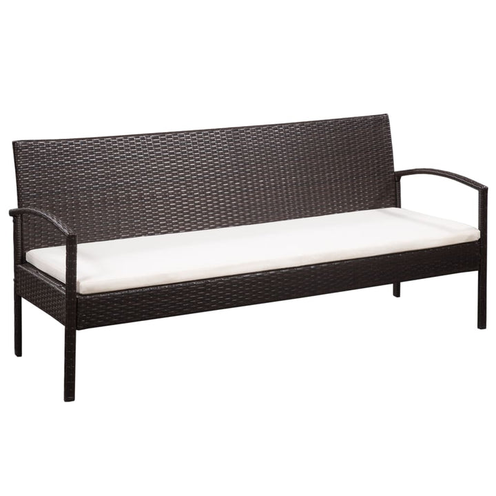 3-Sitzer-Gartensofa Mit Auflagen Schwarz Poly Rattan