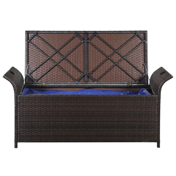 Truhenbank Mit Polster 138 Cm Poly Rattan Braun